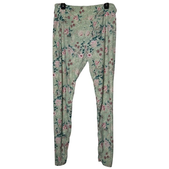Lularoe Womens Floral Leggings Size T/C Tall and Curvy Stretch Comfy Boho Flower - Picture 1 of 10